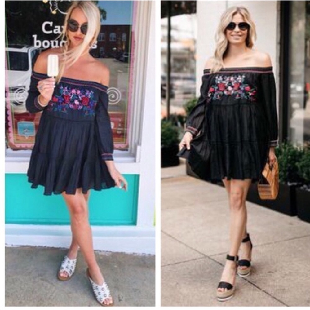NWT Free People Embroidered Off Shoulder babydoll dress